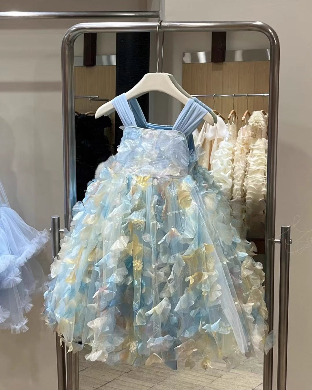 Sweet Bow Design Multicolor Tulle Girl Dress