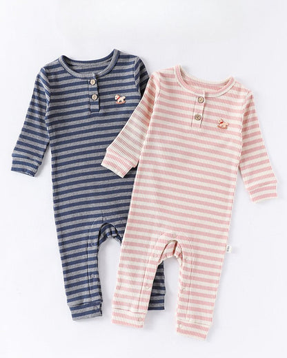 Modal Cotton Striped Long Sleeve Baby Jumpsuits Romper Pants