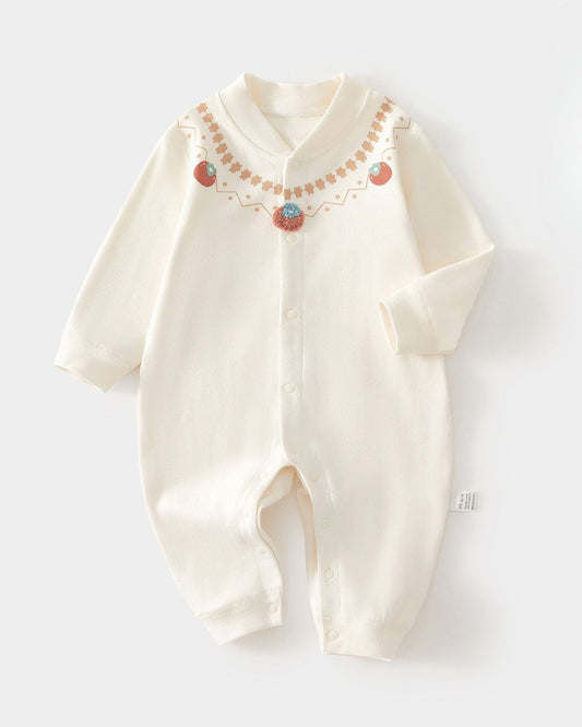 Cotton Apple Decor Long Sleeve Baby Jumpsuits