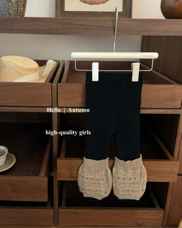 Knitted Socks Decor Baby Leggings Pants