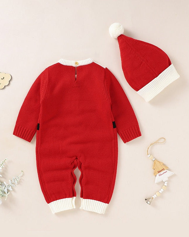 Christmas Santa Knitted Baby Jumpsuits with Hat