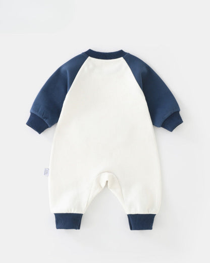 Dachshund Pattern Color Block Long Sleeve Baby Jumpsuits