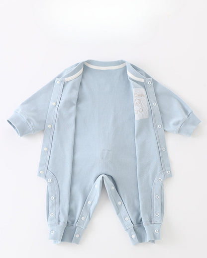 Bear Rabbit Tie Decor Long Sleeve Baby Jumpsuits