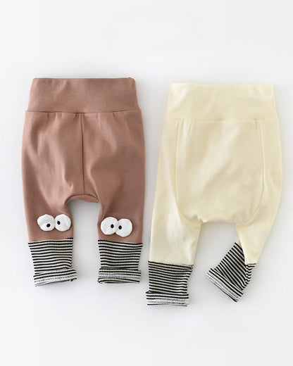 Color Black Cartoon Baby High Waisted Pants