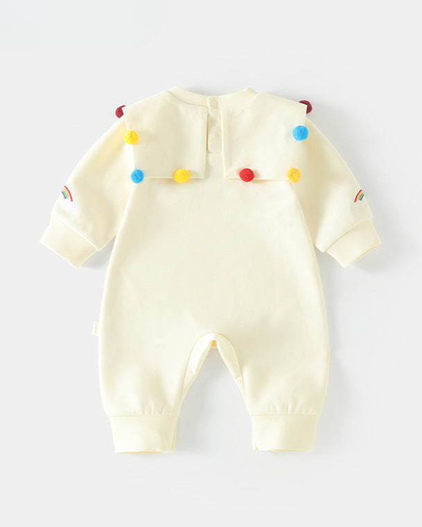 Circus Pattern Dot Collar Long Sleeve Baby Jumpsuits