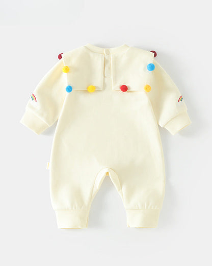 Circus Pattern Dot Collar Long Sleeve Baby Jumpsuits