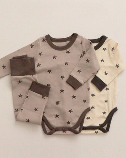 Star Moon Cotton Long Sleeve Baby Romper Pants Hat