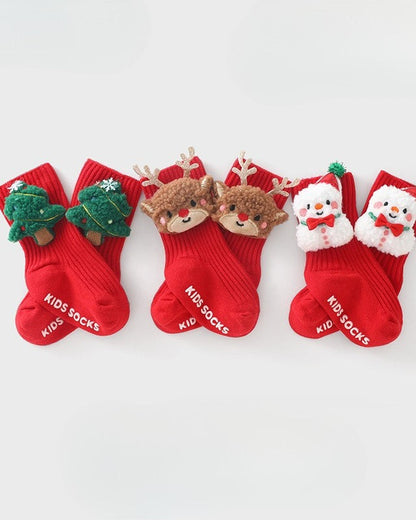 Christmas Elk Tree Snowman Baby Socks 3pcs