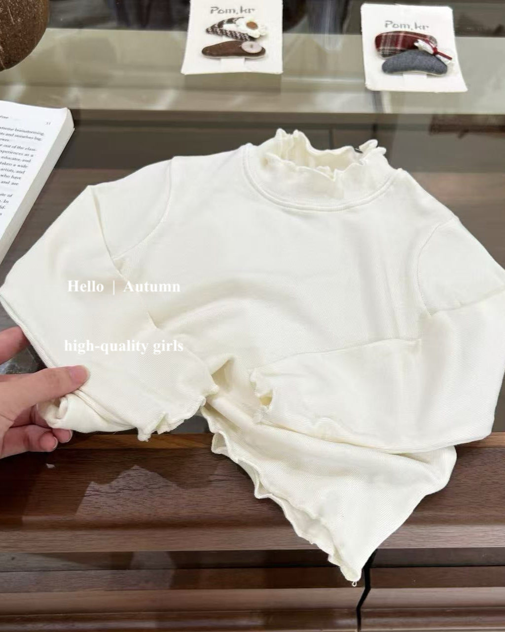 Soft Cotton Solid Color Baby Girl Long Sleeve Shirt