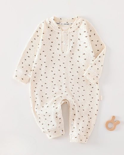 Dot Printed Soft Long Sleeve Baby Jumpsuits