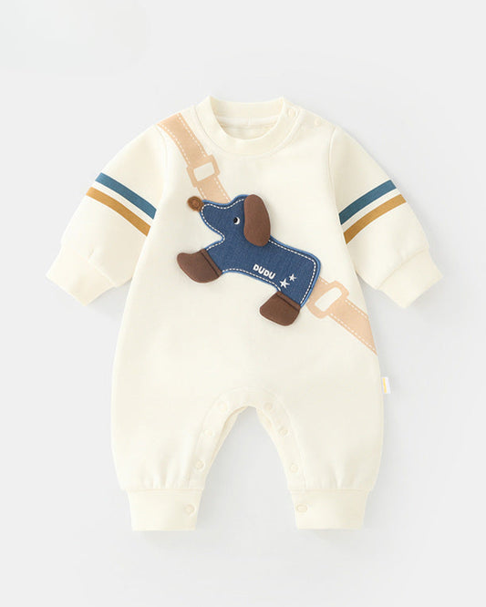 Dog Bag Pattern Long Sleeve Baby Jumpsuits