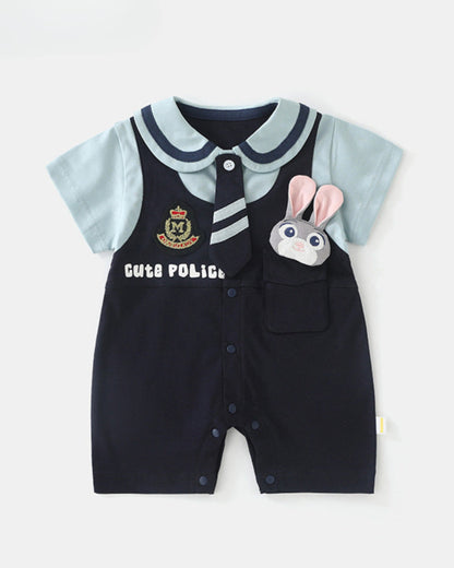 Rabbit Ear Decor Short Sleeve Baby Jumpsuits