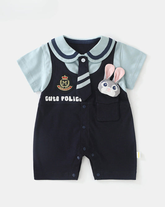 Rabbit Ear Decor Short Sleeve Baby Jumpsuits