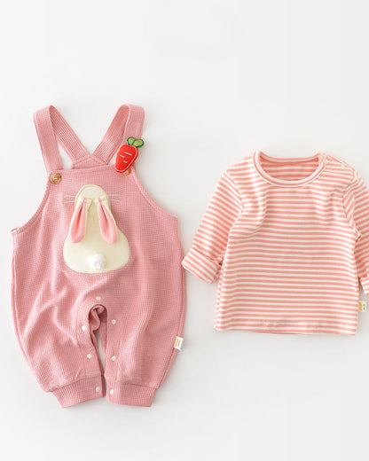 2pcs Rabbit Pattern Baby Sweatshirt Jumpsuits Set