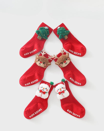 Christmas Elk Tree Snowman Baby Socks 3pcs