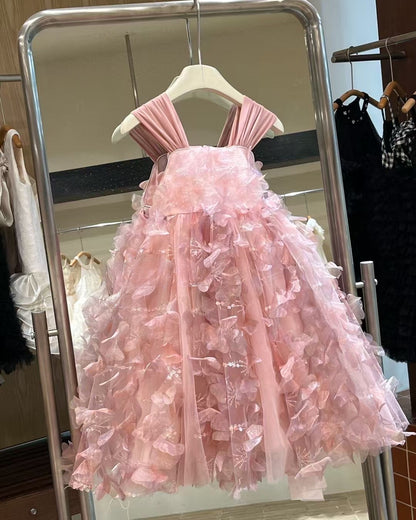Sweet Bow Design Multicolor Tulle Girl Dress