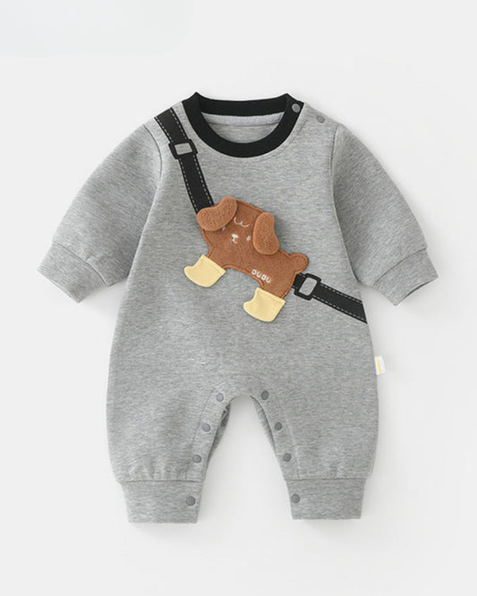 Dog Bag Pattern Long Sleeve Baby Jumpsuits