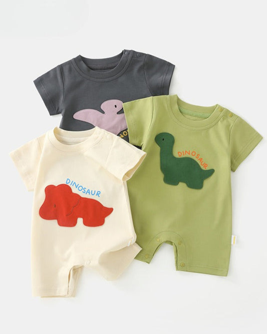 Dinosaur Pattern Cotton Short Sleeve Baby Jumpsuits