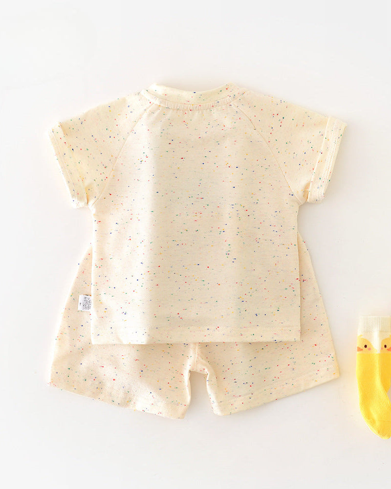 2pcs Colorful Dot Cloud Decor Baby Tee&Pants Set