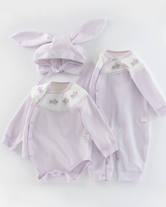 Purple Rabbit Cotton Long Sleeve Baby Jumpsuits