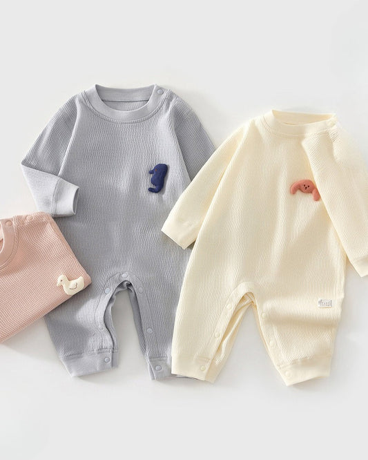 Cotton Solid Color Toy Long Sleeve Baby Jumpsuits