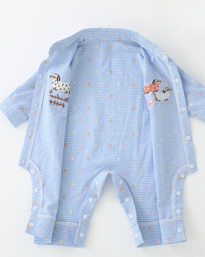 Dachshund Plaid Long Sleeve Baby Shirt Jumpsuits