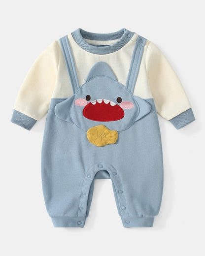Shark Pattern Long Sleeve Baby Jumpsuits
