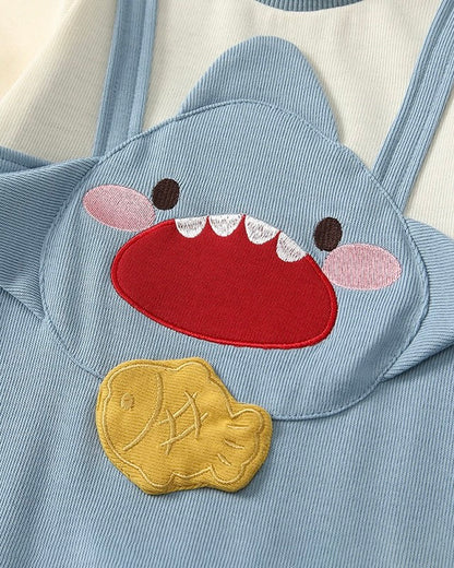 Shark Pattern Long Sleeve Baby Jumpsuits