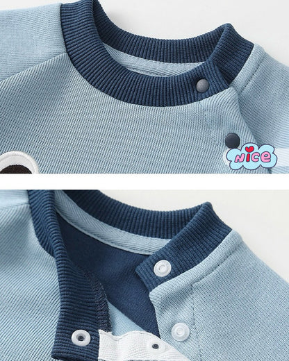 Shark Pattern Long Sleeve Baby Jumpsuits