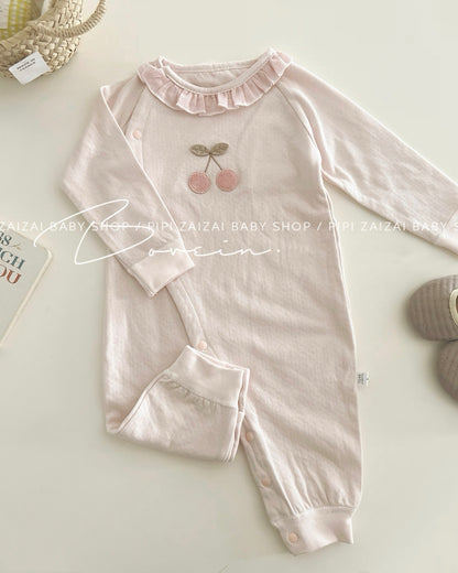 Cherry Printed Cotton Baby Jumpsuits/Romper/Jacket