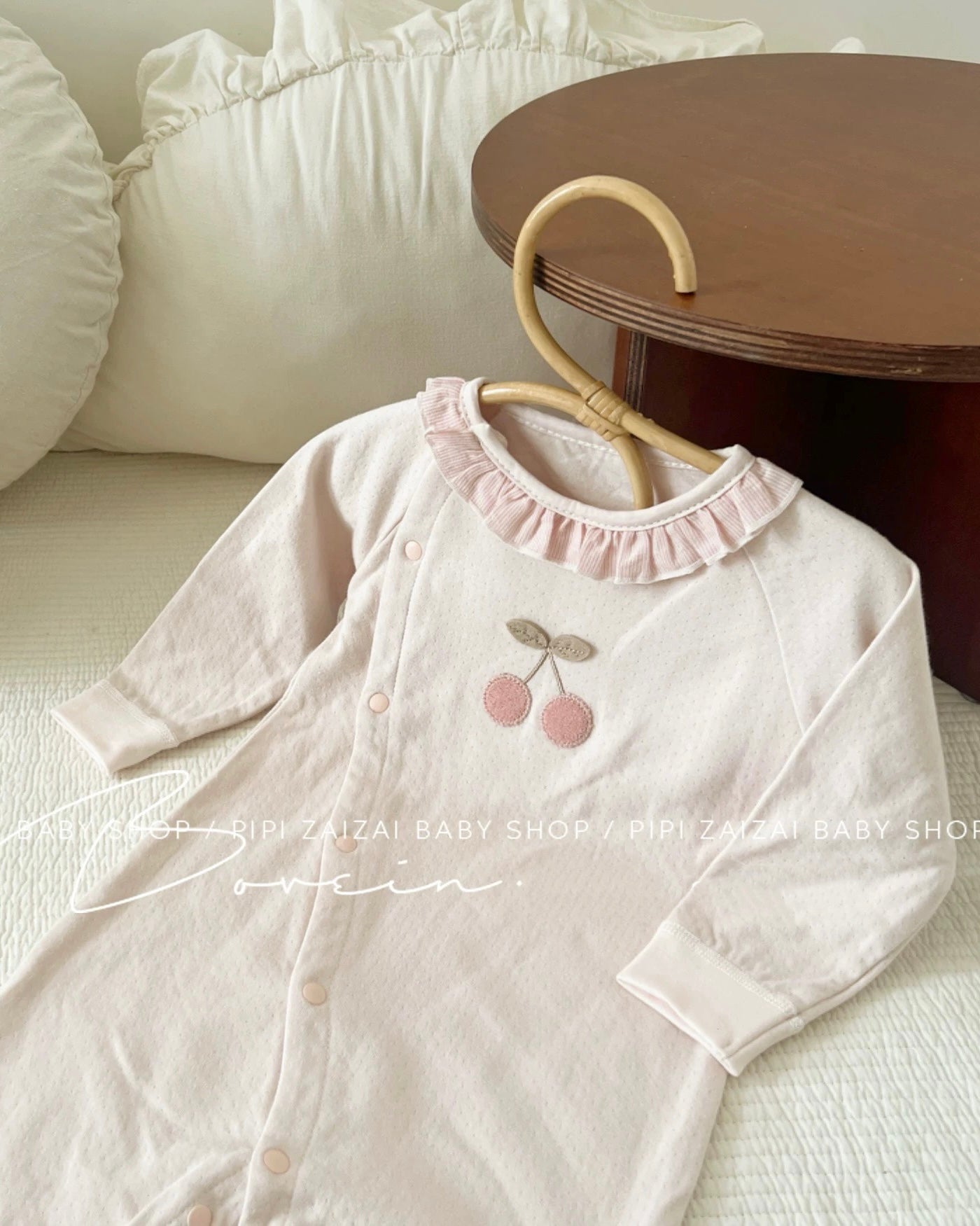 Cherry Printed Cotton Baby Jumpsuits/Romper/Jacket