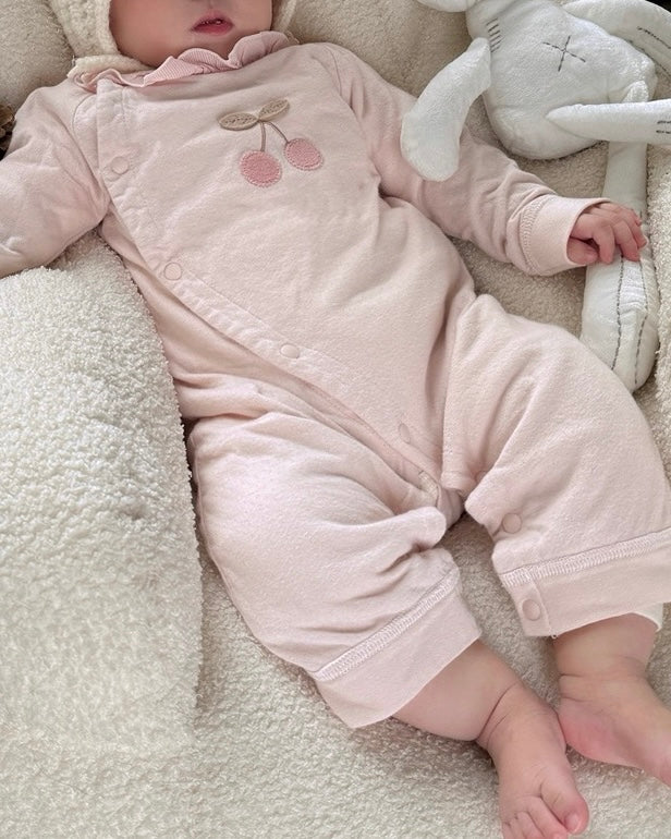 Cherry Printed Cotton Baby Jumpsuits/Romper/Jacket