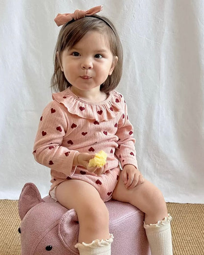 Cotton Soft Heart Long Sleeve Baby Jumpsuits/Romper