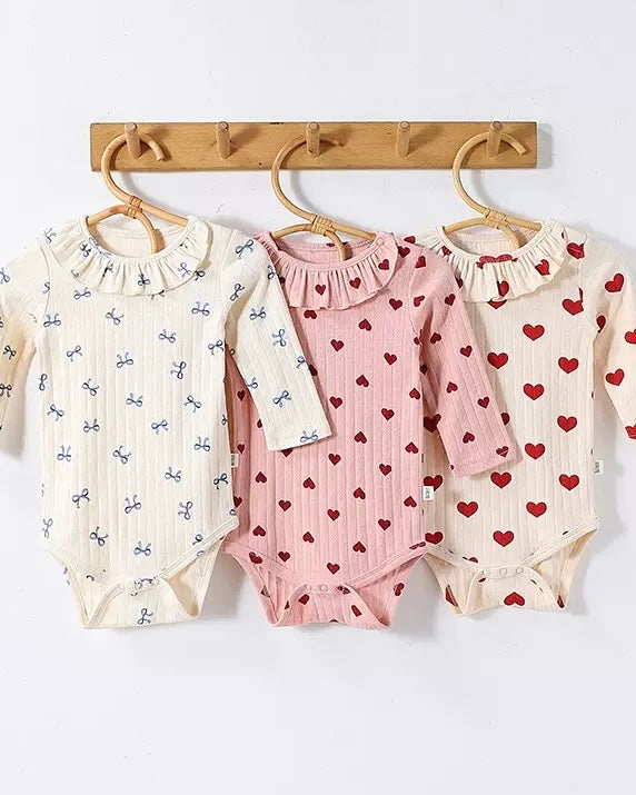 Cotton Soft Heart Long Sleeve Baby Jumpsuits/Romper