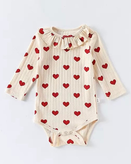 Cotton Soft Heart Long Sleeve Baby Jumpsuits/Romper