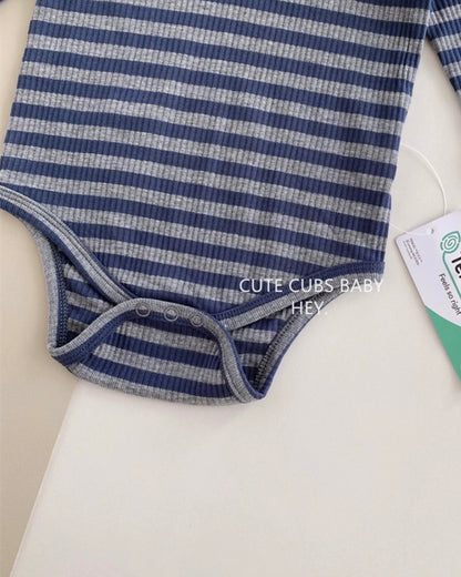 Modal Cotton Striped Long Sleeve Baby Jumpsuits Romper Pants