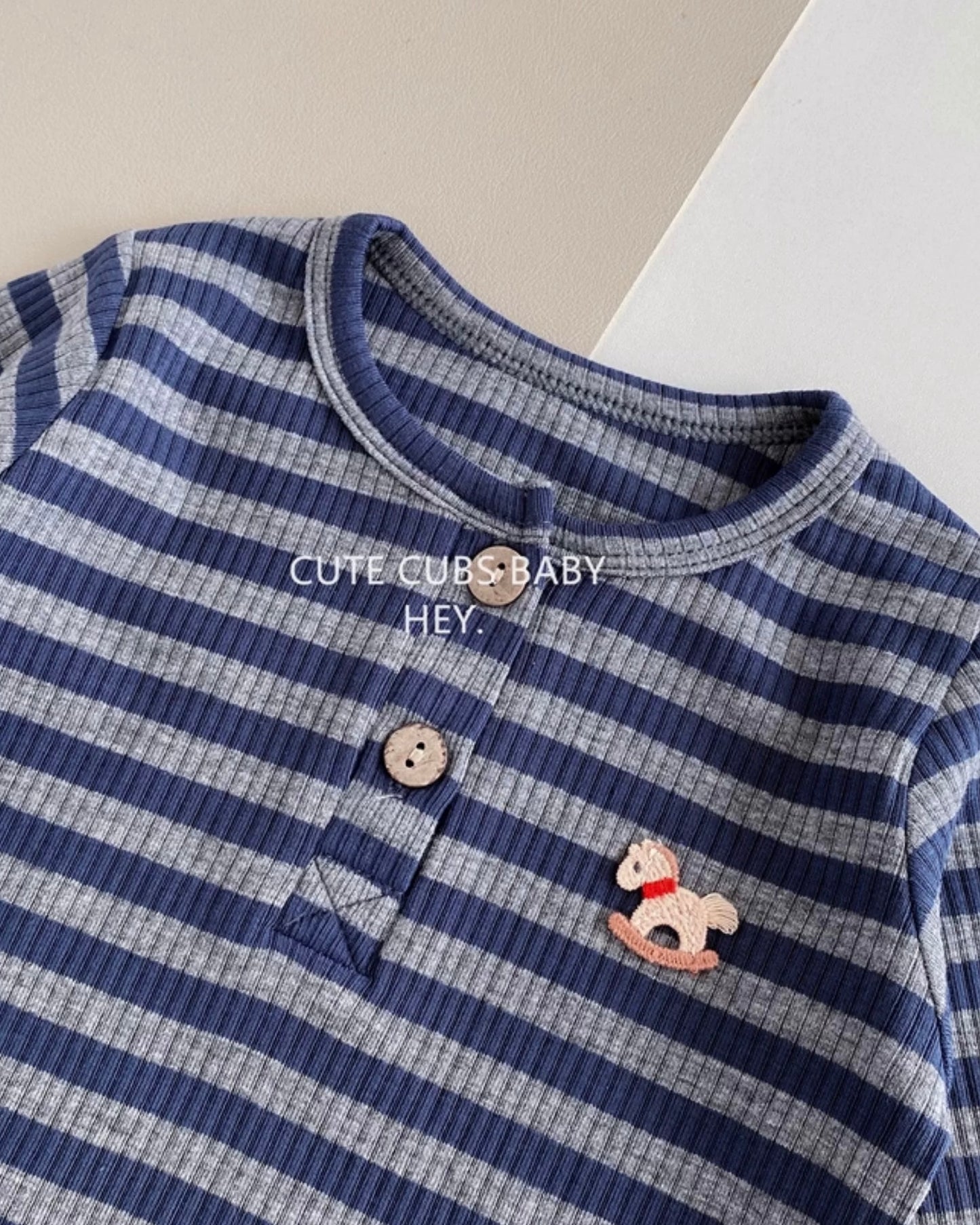 Modal Cotton Striped Long Sleeve Baby Jumpsuits Romper Pants
