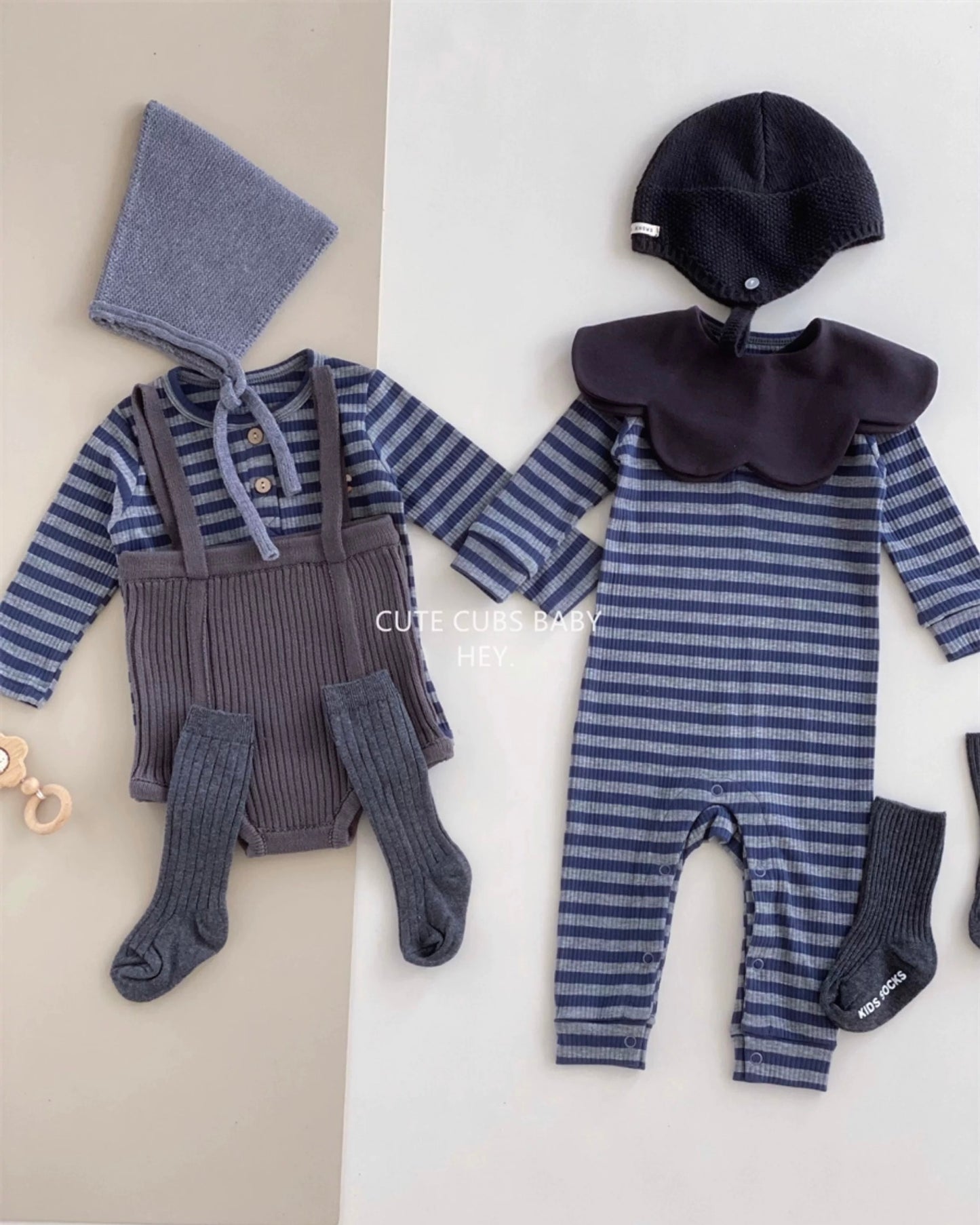 Modal Cotton Striped Long Sleeve Baby Jumpsuits Romper Pants