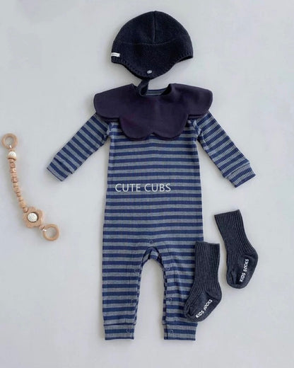 Modal Cotton Striped Long Sleeve Baby Jumpsuits Romper Pants