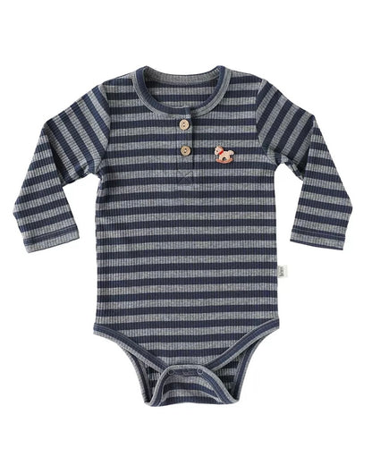 Modal Cotton Striped Long Sleeve Baby Jumpsuits Romper Pants