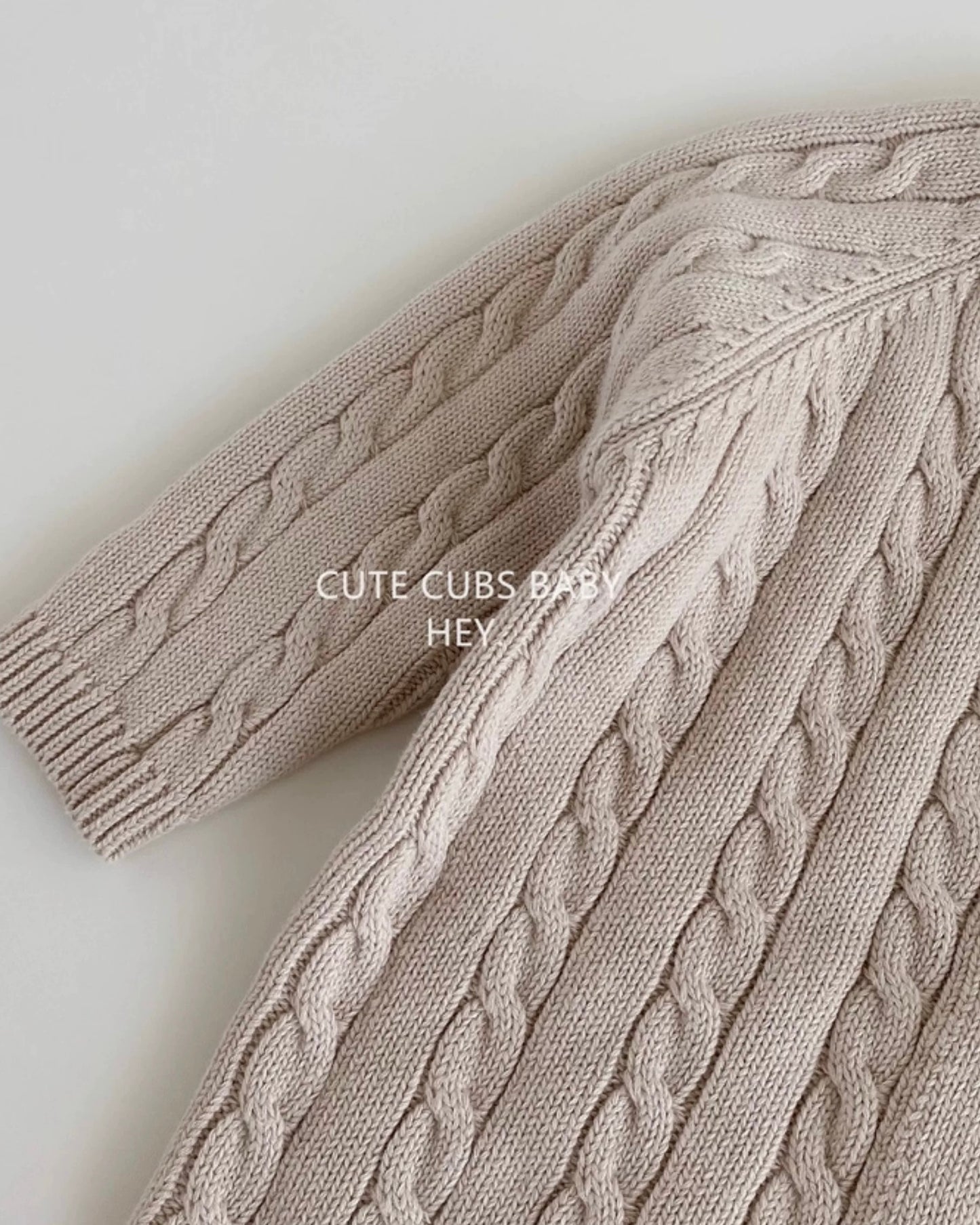 Casual Solid Color Cable-Knit Baby Jumpsuits Hat