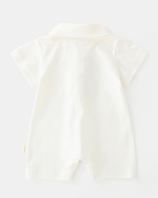 Bear Tie Decor Short Sleeve Baby Jumpsuits