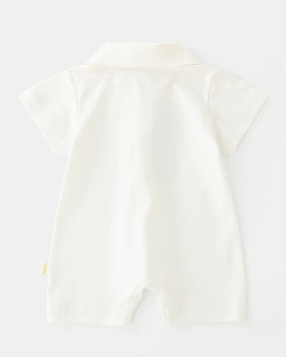 Bear Tie Decor Short Sleeve Baby Jumpsuits