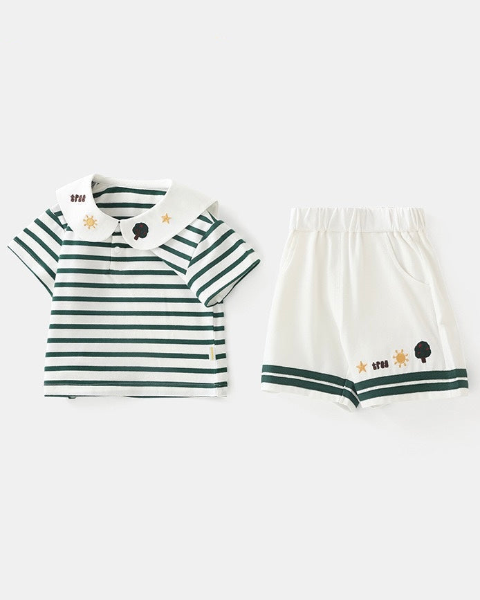 Tree Star Striped Baby Jumpsuits/2pcs Set