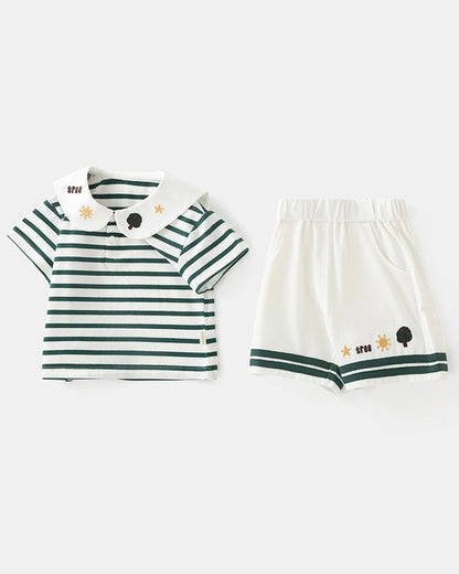 Tree Star Striped Baby Jumpsuits/2pcs Set