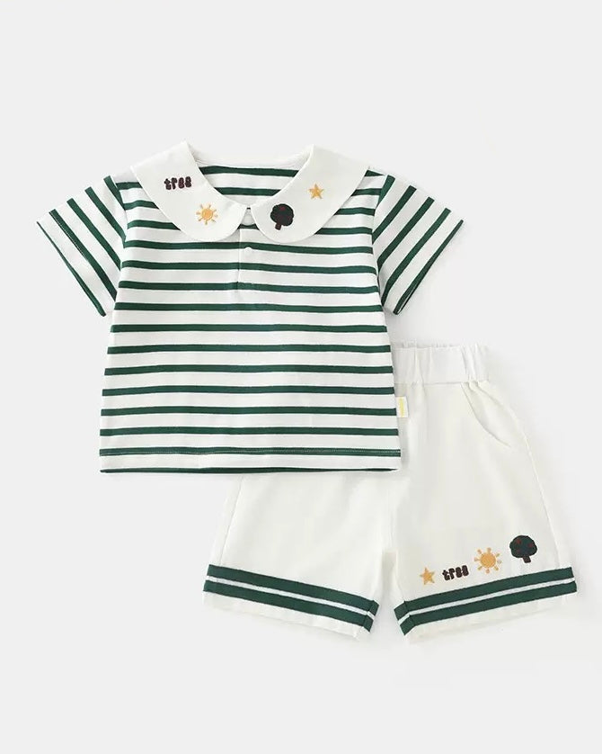 Tree Star Striped Baby Jumpsuits/2pcs Set