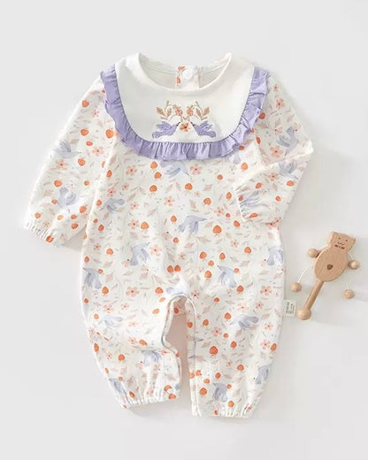 Bird Strawberry Pattern Cotton Baby Jumpsuits