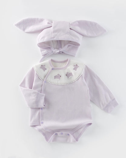 Purple Rabbit Cotton Long Sleeve Baby Jumpsuits