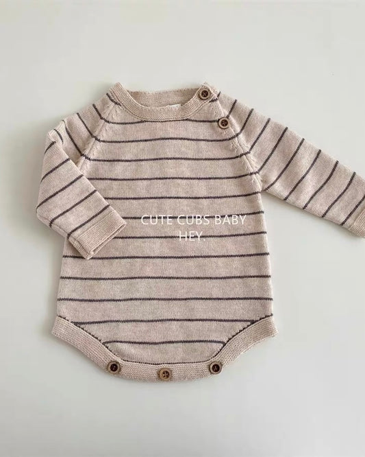 Striped Knitted Baby Romper Jumpsuits 2pcs Set
