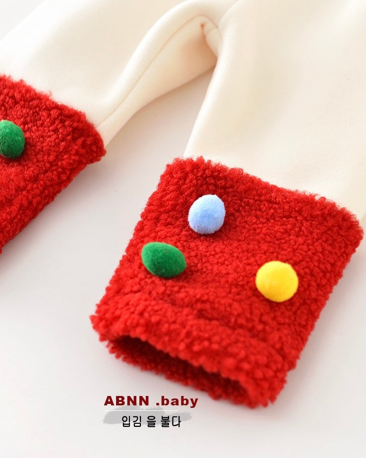 Christmas Dot Bear Fleece Baby Jacket/Pants